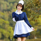 Blue and white maid Nurse cosplay costumes dress for adult and kids - Azufun