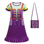 Kids' Cinderella Cosplay Short Sleeved Dress New Ruffled Princess Costume with Bag - Azufun