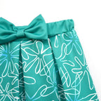 Kids' Inside Out Disgust Cosplay Costume Set Short Sleeve Pleated Dress with Bag - Azufun