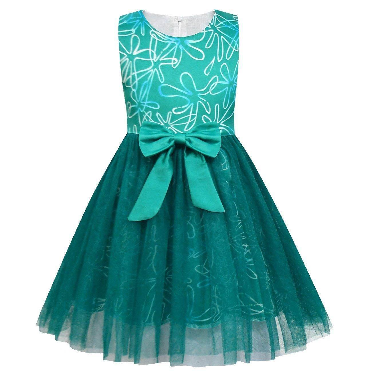 Kids' Inside Out Disgust Tutu Dress Cosplay Princess Gown with Bag and Mask - Azufun