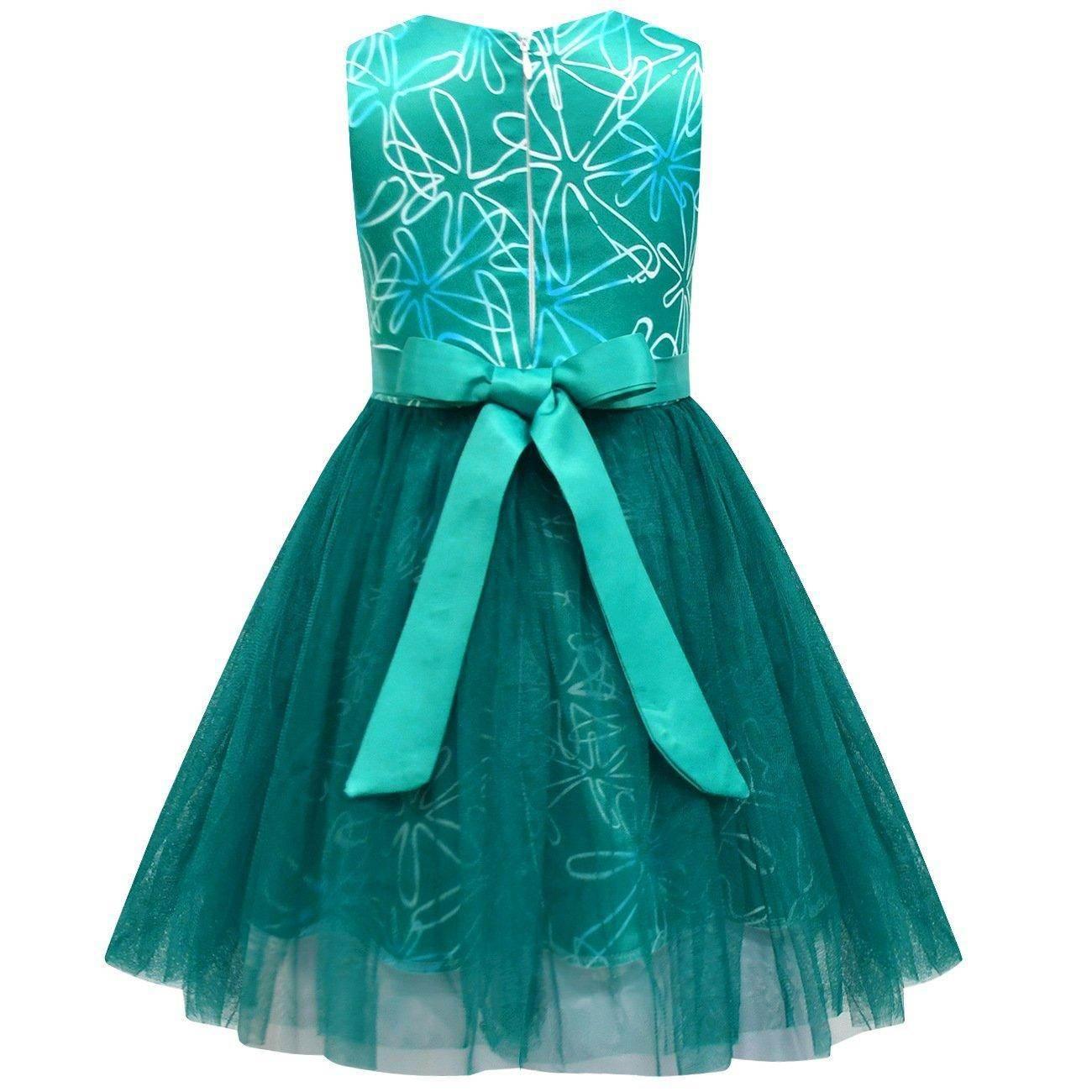 Kids' Inside Out Disgust Tutu Dress Cosplay Princess Gown with Bag and Mask - Azufun