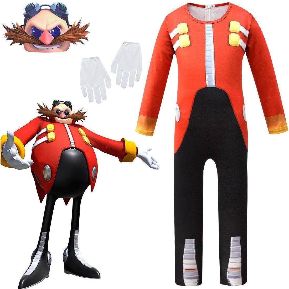 Kids Sonic The Hedgehog Dr. Eggman Cosplay Zentai Jumpuit Costume - Azufun