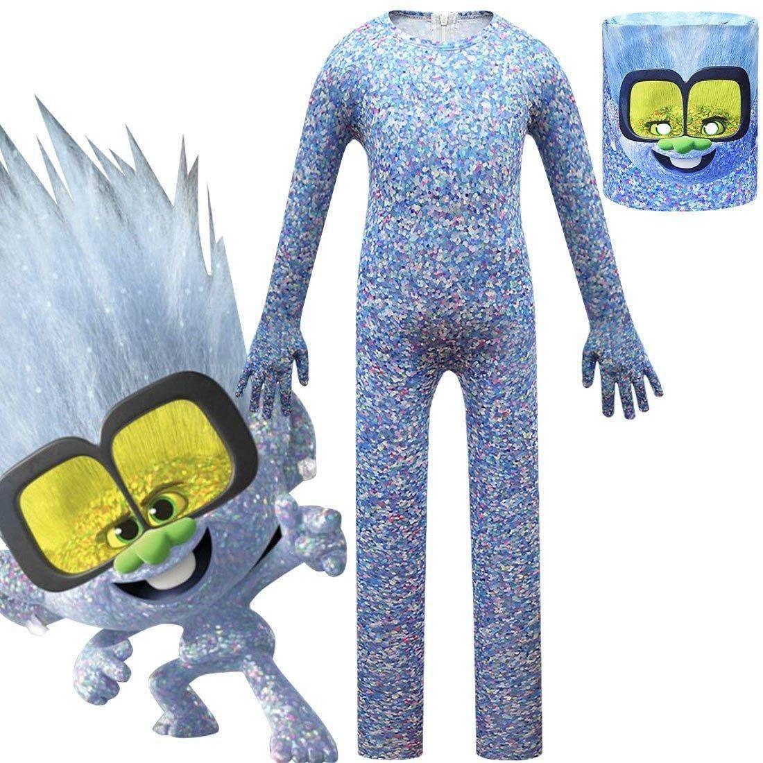 Kids Trolls 2 World Tour Tiny Diamond Costume Cosplay Zentai Child Jumpsuit Halloween - Azufun