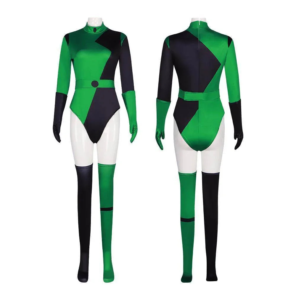 Kim Possible shego Costume Bodysuit Jumpsuit Swimsuit - Azufun