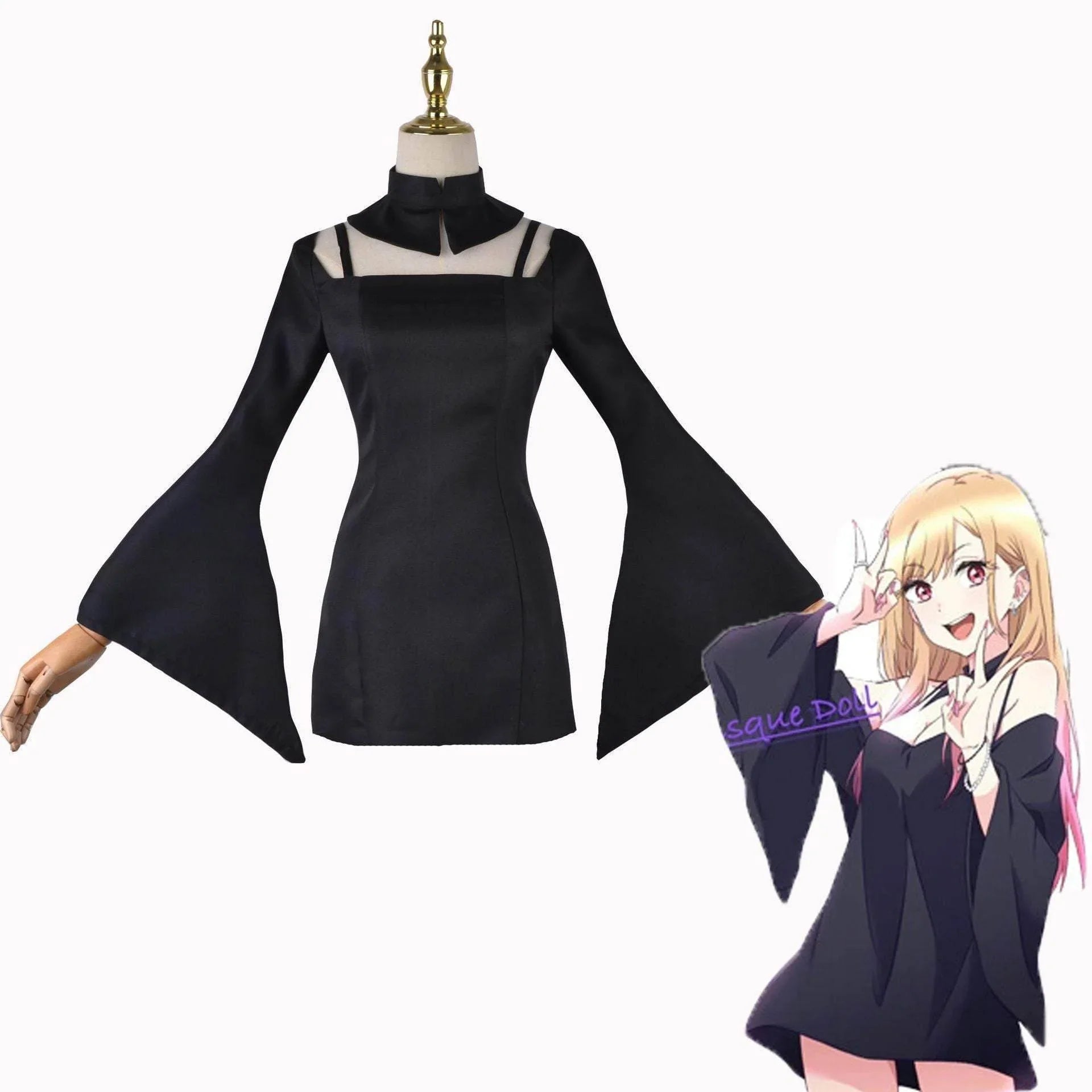 My Dress-Up Darling Marin Kitagawa Dress Cosplay Costume Halloween Black Outfits Dresses For Women - Azufun