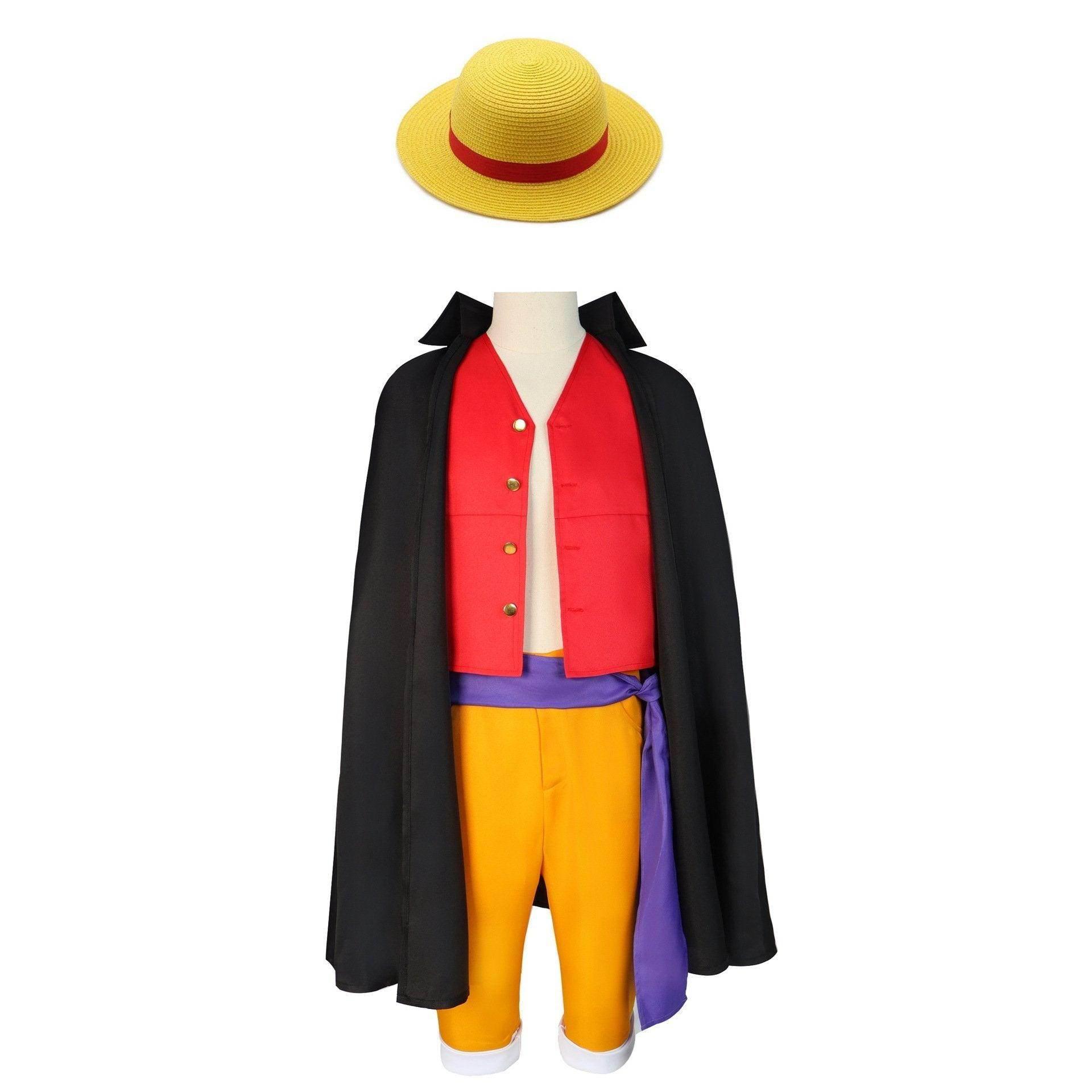 one picece luffy costume Anime Cosplay with straw hat Whole Set - Azufun