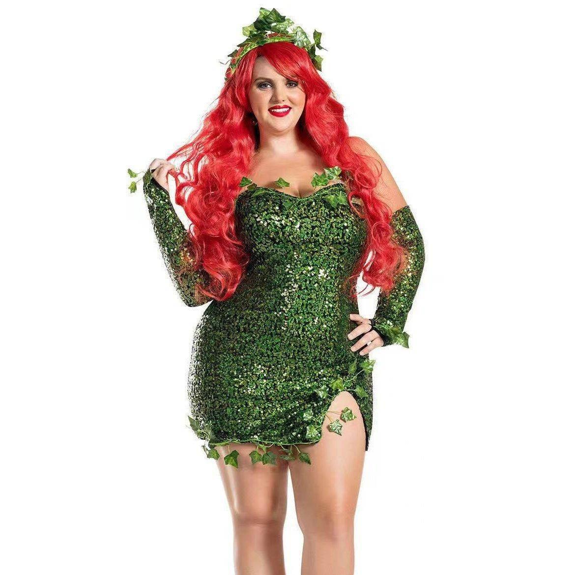 poison ivy costume women dress Halloween - Azufun