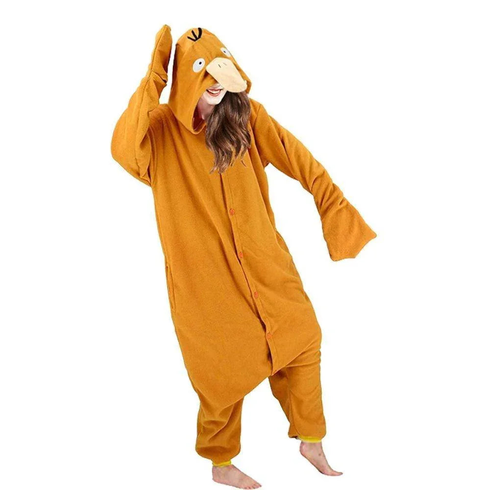 Psyduck Pokemon Kigurumi Onesies Pajamas Pyjamas Costume For Adult - Azufun