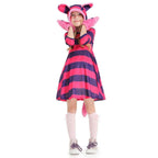 Purple Striped The Cheshire Cat Dress Halloween Outfits Carnival Cosplay Costume For Kids - Azufun