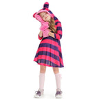 Purple Striped The Cheshire Cat Dress Halloween Outfits Carnival Cosplay Costume For Kids - Azufun