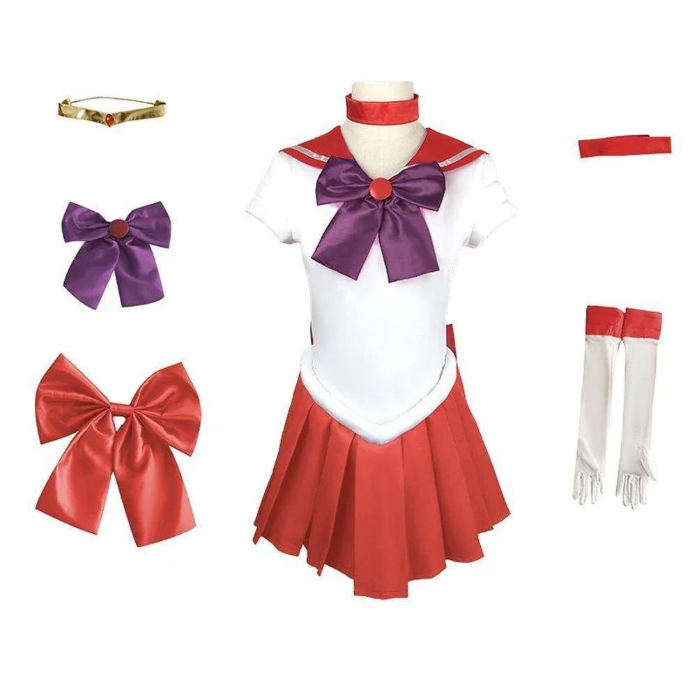 Sailor Moon Hino Rei Sailor Mars Cosplay Costume Red Uniform Dress Outfits Halloween - Azufun
