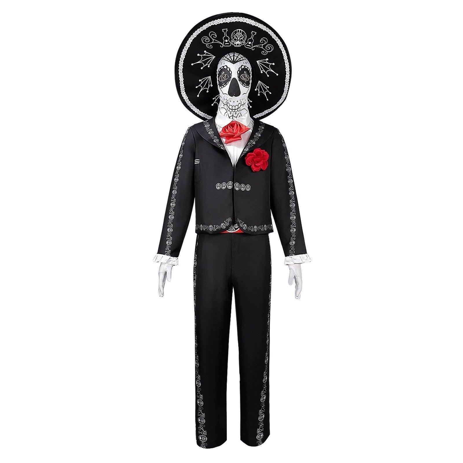 Scary Skeleton Suit - Black and White Halloween Pants and Jacket business suit cosplay - Azufun