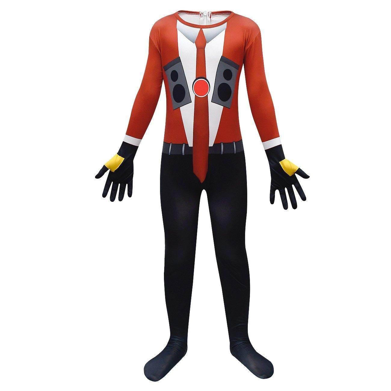 Skibidi Toilet Outfits Orange Jumpsuit Mask Titan Tv man Cosplay Costume For Kids - Azufun