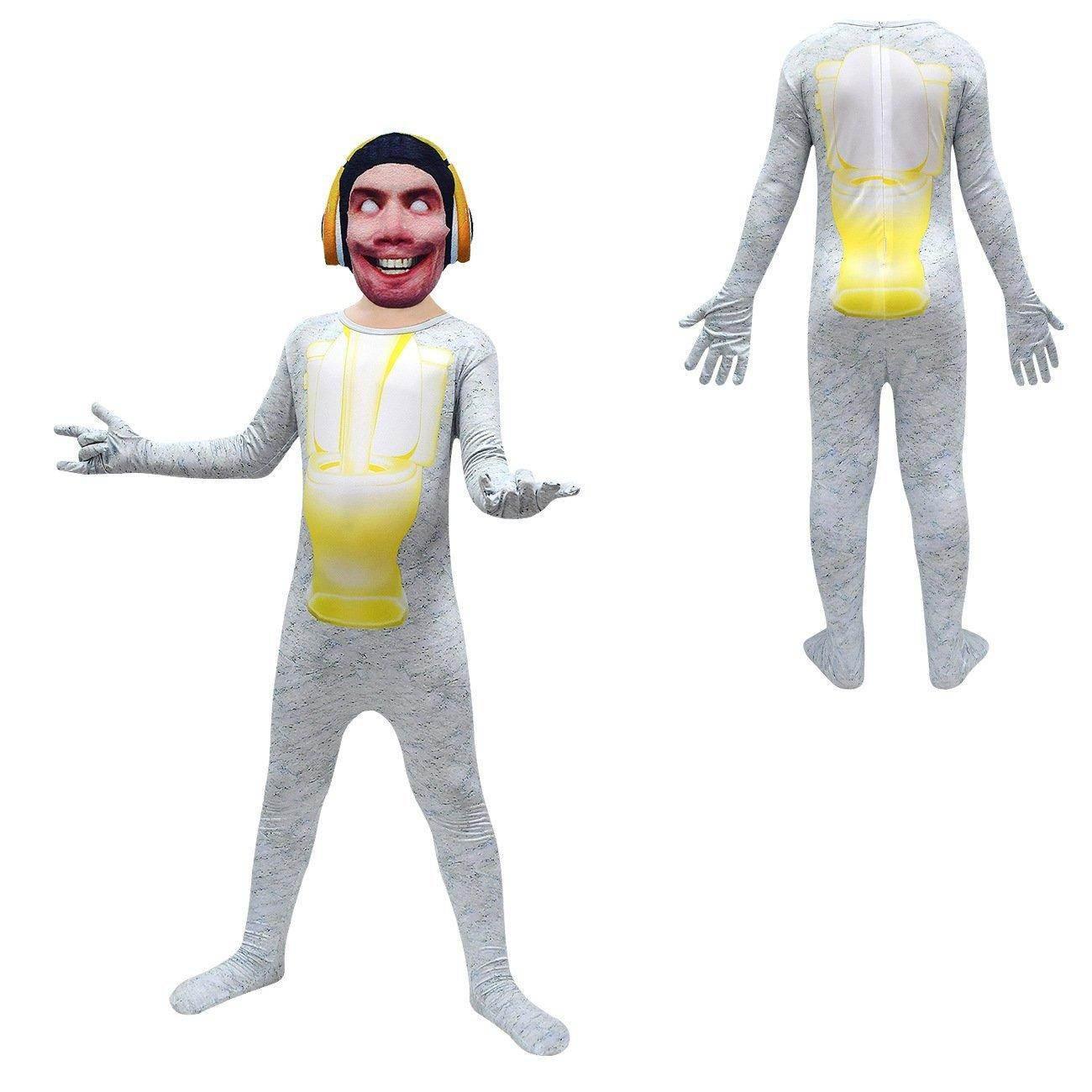 Skibidi Toilet White Jumpsuit Titan Tv man Cosplay Costume For Kids - Azufun