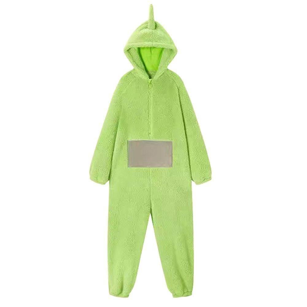 Teletubbies Tinky Winky Dipsy Po Laa-Laa Coral Fleece Onesies Pajamas for Adults Kids - Azufun