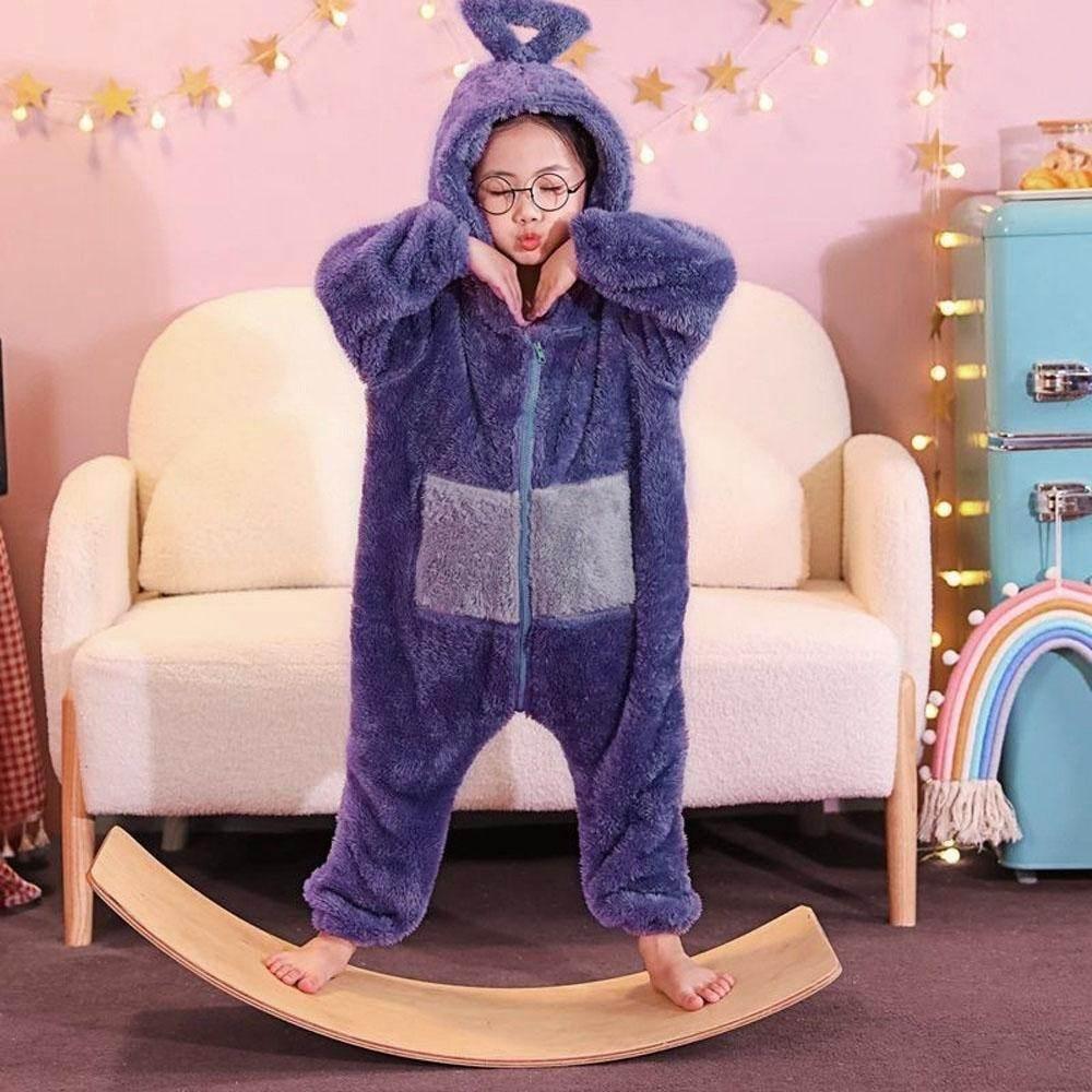 Teletubbies Tinky Winky Dipsy Po Laa-Laa Coral Fleece Onesies Pajamas for Adults Kids - Azufun