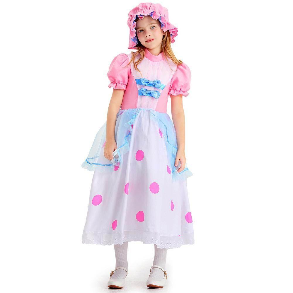 Toy Story 4 Little Bo Peep Costume Cosplay Dress Halloween For Kids - Azufun