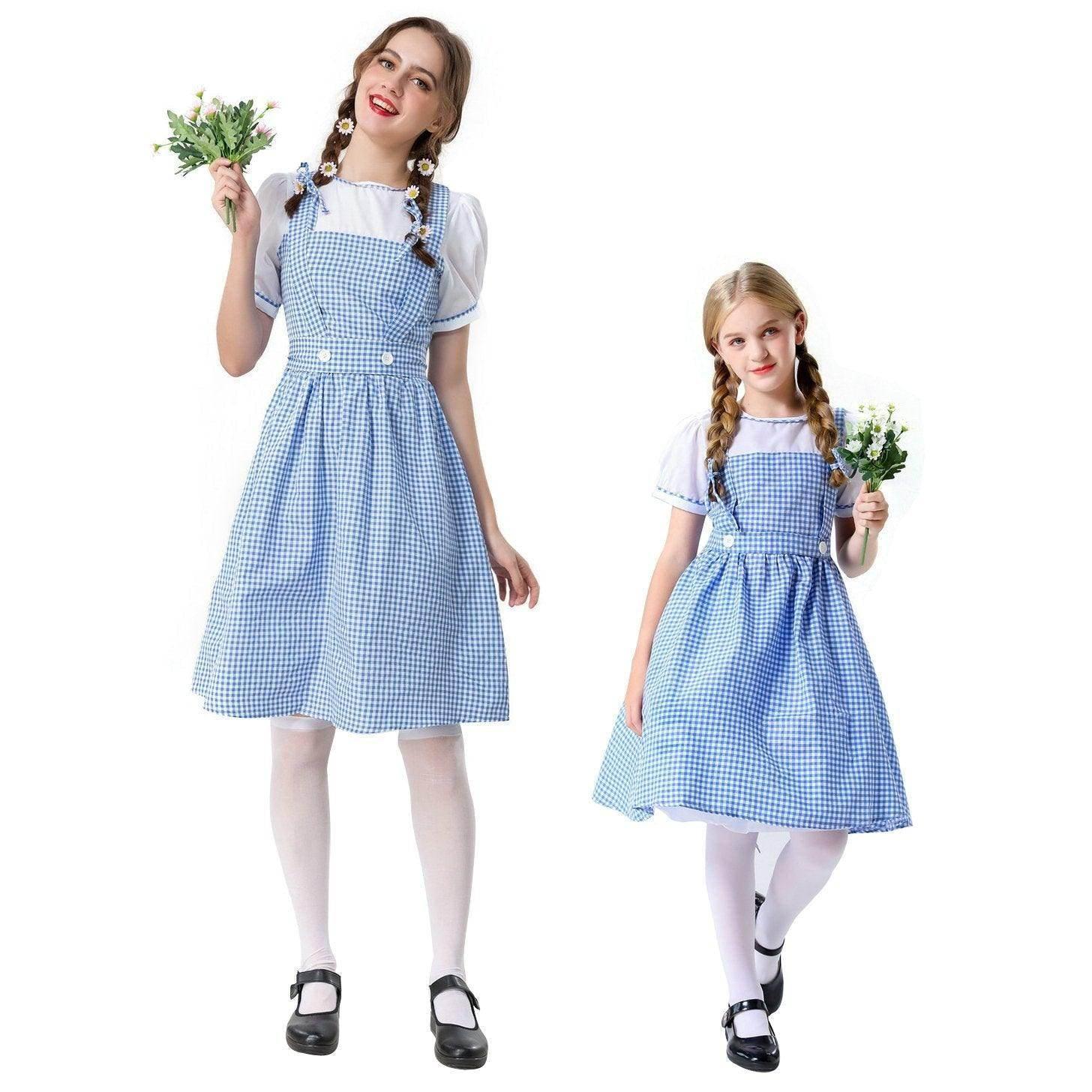 Wizard of Oz Dorothy Costume Dress Maid Alice for Girls Women - Azufun