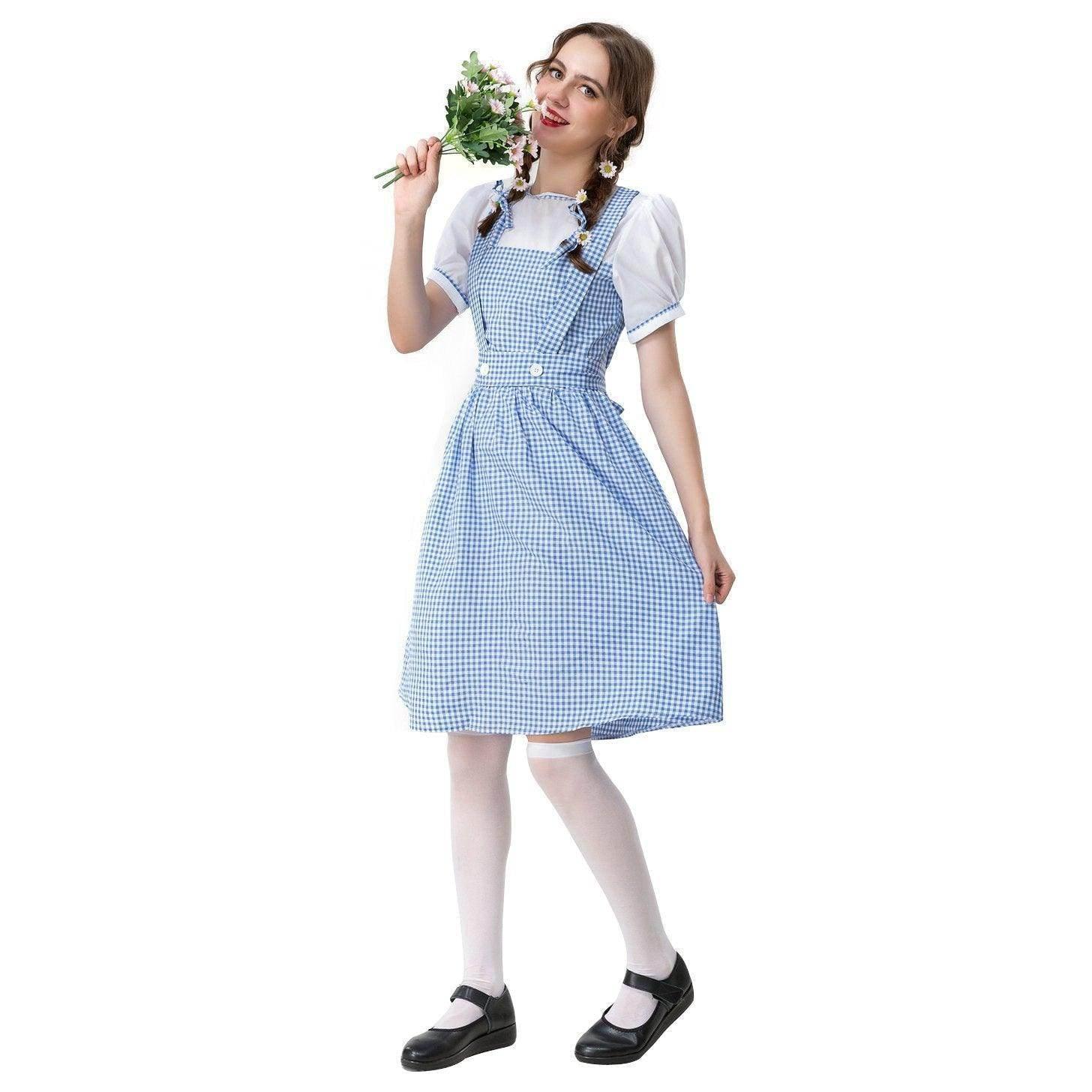 Wizard of Oz Dorothy Costume Dress Maid Alice for Girls Women - Azufun