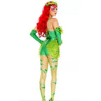 Women's Deluxe Poison Ivy Costume Jumpsuit Halloween - Azufun